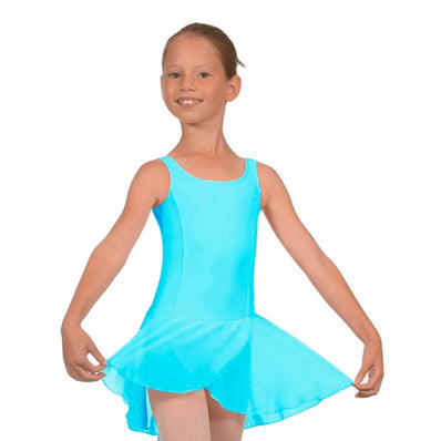 Roch Valley Sleeveless Round Neck Leotard with Attached Wrap-over Chiffon Skirt - Pale Blue