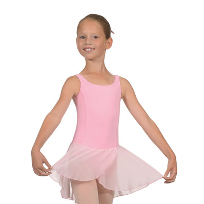 Roch Valley Sleeveless Round Neck Leotard with Attached Wrap-over Chiffon Skirt - Pink