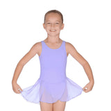 Roch Valley Sleeveless Round Neck Leotard with Attached Wrap-over Chiffon Skirt - Lilac
