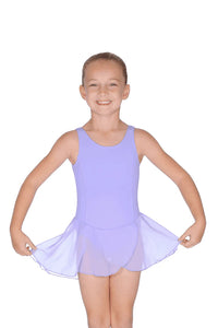 Roch Valley Sleeveless Round Neck Leotard with Attached Wrap-over Chiffon Skirt