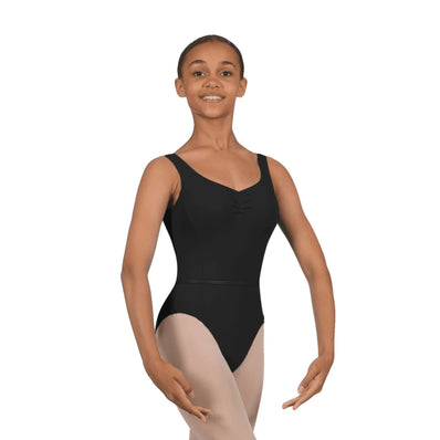Roch Valley Tank Leotard with Fixed Ruche & Belt - Black