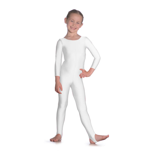 Roch Valley Long Sleeve Plain Front Stirrup Catsuit - White