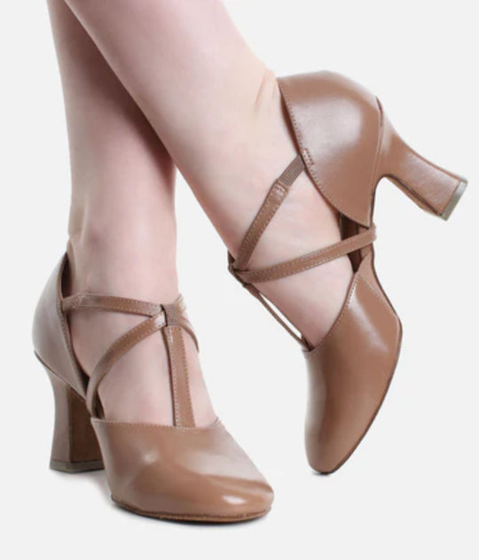 SoDanca Character Shoe X-Strap 3" Heel - Tan