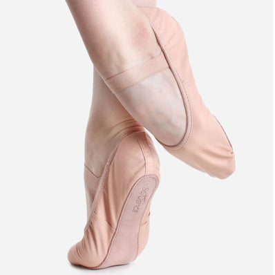 SoDanca Stretch Leather Full Sole Ballet Shoe - Pink