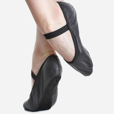 SoDanca Stretch Leather Full Sole Ballet Shoe - Black
