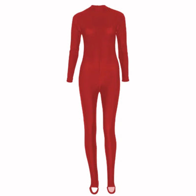 Bonnie Long Sleeve Catsuit - Red