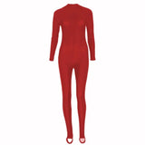 Bonnie Long Sleeve Catsuit - Red