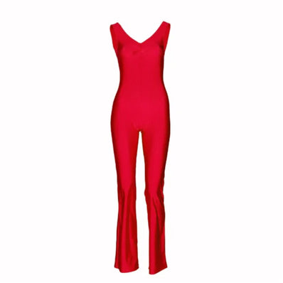 Jiggy Pinched Front Catsuit - Red