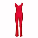 Jiggy Pinched Front Catsuit - Red