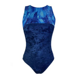 Asha Crushed Velour Leotard - Fiery Blue
