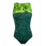 Asha Crushed Velour Leotard - Fiery Green