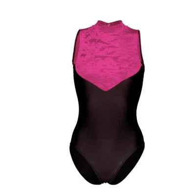 Bibi Crushed Velour Leotard - Flo Pink
