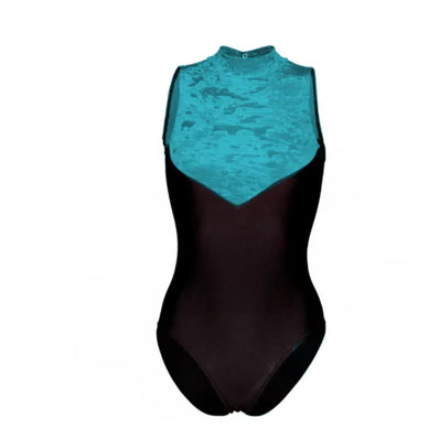 Bibi Crushed Velour Leotard - Turquoise