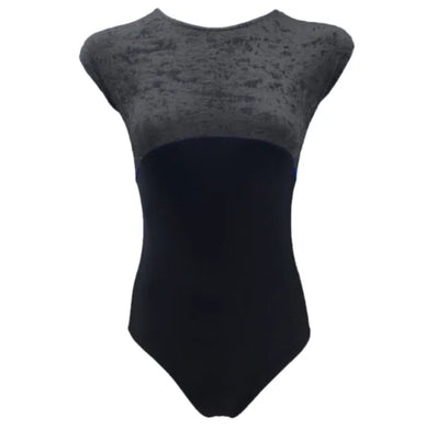 Meggie Crushed Velour Leotard - Black