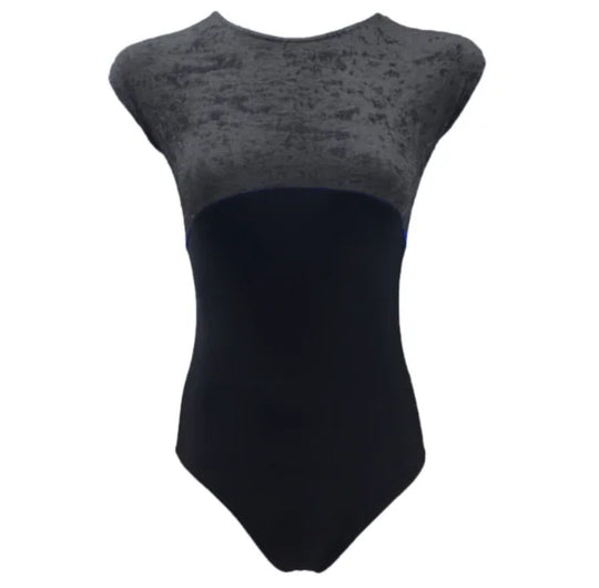 Meggie Crushed Velour Leotard - Black