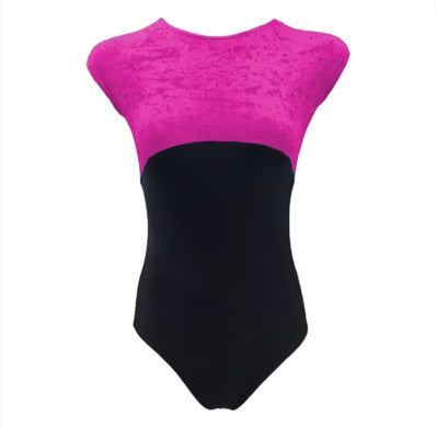 Meggie Crushed Velour Leotard - Flo Pink