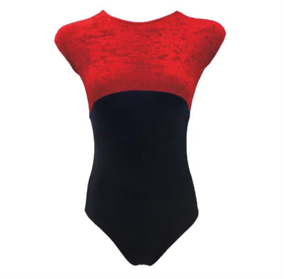Meggie Crushed Velour Leotard - Red