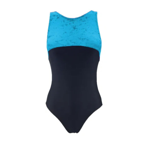 Tansy Crushed Velour Leotard - Turquoise