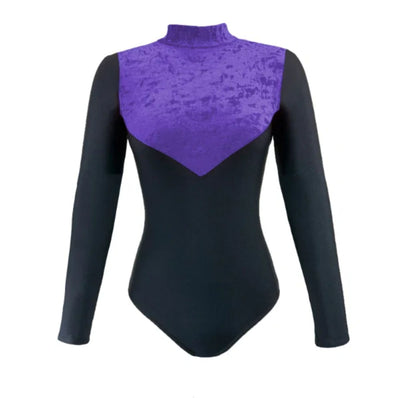 Toto Crushed Velour Long Sleeve Leotard - Delphinium