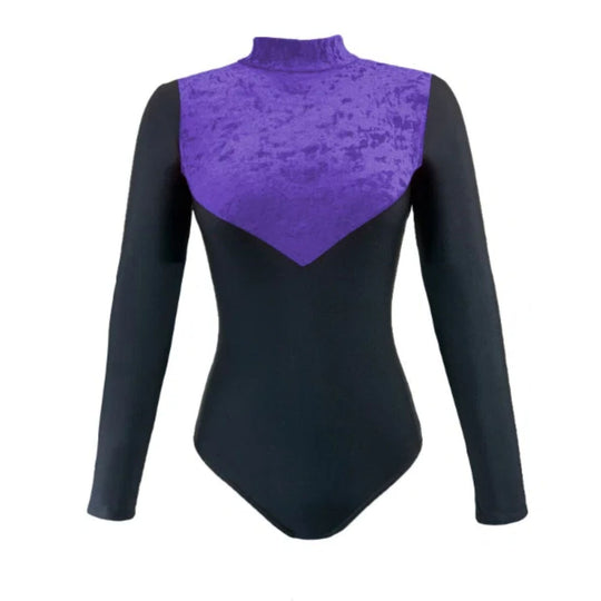 Toto Crushed Velour Long Sleeve Leotard - Delphinium