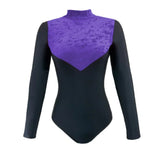 Toto Crushed Velour Long Sleeve Leotard - Delphinium