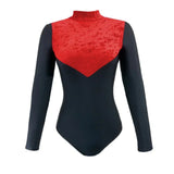 Toto Crushed Velour Long Sleeve Leotard - Red