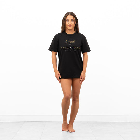 Katie Meghan Boutique Lyrcial and Love in Heels Black T-Shirt