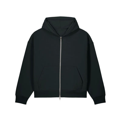 Boxy Zip Hoodie - Black