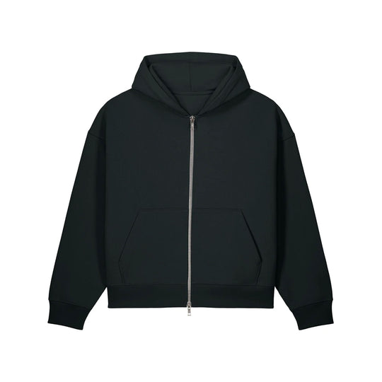 Boxy Zip Hoodie - Black