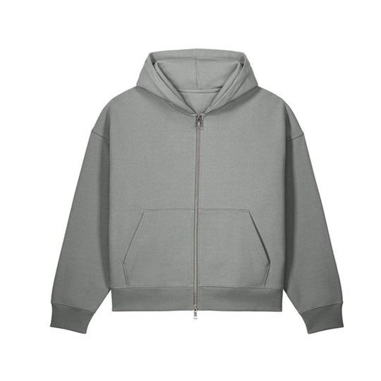 Boxy Zip Hoodie - Grey