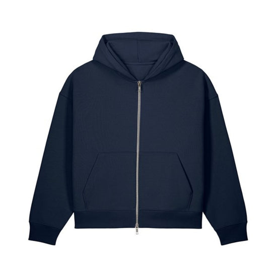 Boxy Zip Hoodie - Navy