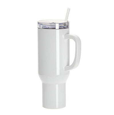 40oz White Stanley Style Tumbler