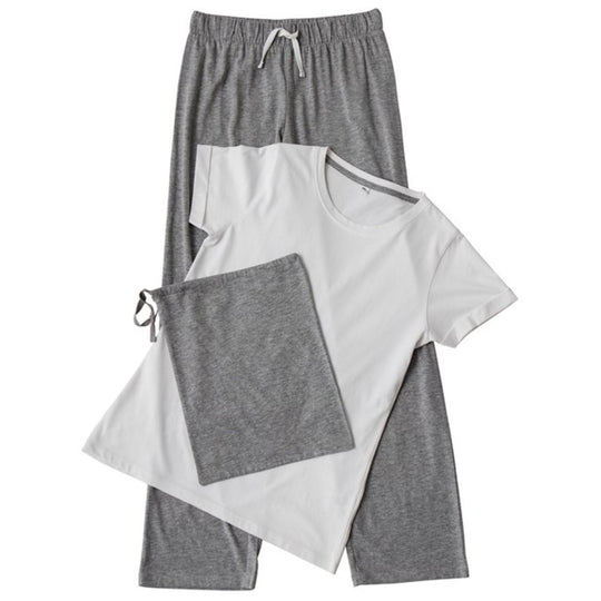 Women's Long Pant Pyjama Set - White/Grey