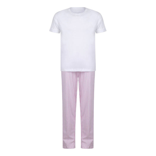 Kid's Long Pyjamas - White/Pink