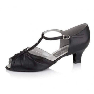 Freed Open Toe Diamante T-Bar Ruched Vamp Sandal