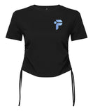 The Performance Hub Tie Ruched Crop Top - Blue Design