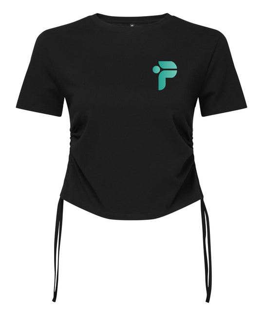 The Performance Hub Tie Ruched Crop Top - Green Design