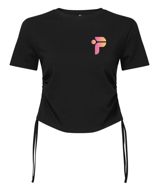 The Performance Hub Tie Ruched Crop Top - Pink Design