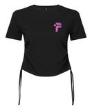 The Performance Hub Tie Ruched Crop Top - Purple Design