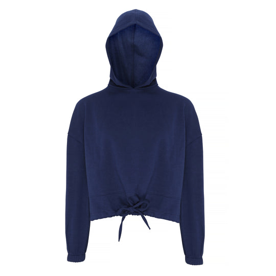 Ladies Cropped Over Sized Hoodie - Navy