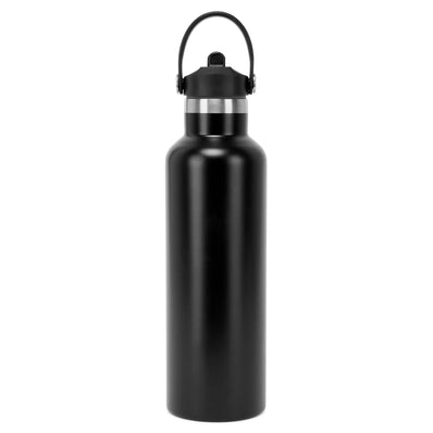 Sports Water Bottle With Flip Up Straw - Black