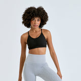 Ruched Front Sports Bra - Black