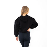 Ladies Cropped Over Sized Hoodie - Black