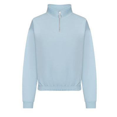 Crop 3/4 Zip Sweatshirt - Sky Blue
