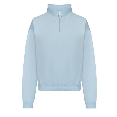 Crop 3/4 Zip Sweatshirt - Sky Blue