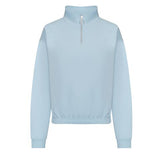Crop 3/4 Zip Sweatshirt - Sky Blue