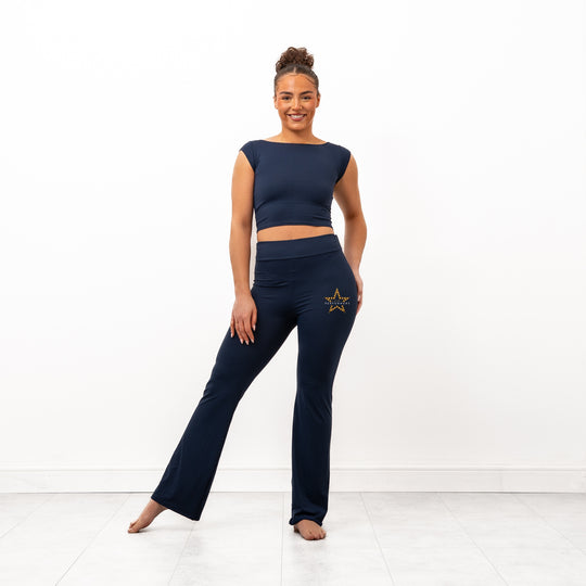 Star Performers Navy High Waist Flared Leggings