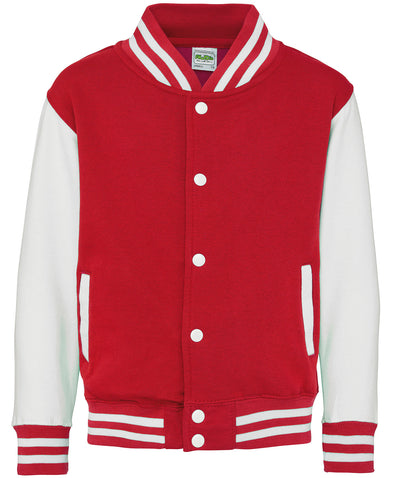 Kids Varsity Jacket - Fire Red/White