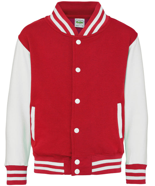 Kids Varsity Jacket - Fire Red/White