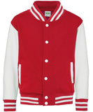 Kids Varsity Jacket - Fire Red/White